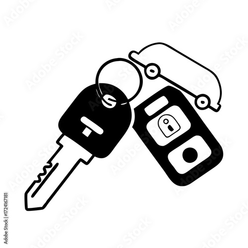 Illustration of car keys, representing vehicle ownership and access control