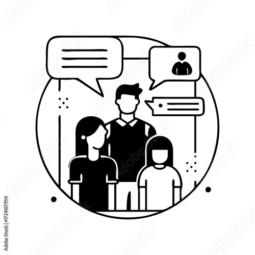 Vector art of group of people communicating and sharing ideas teamwork and collaboration
