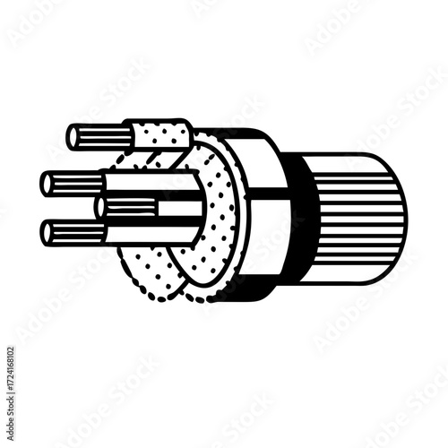 Illustration of a cable with multiple wires inside, , perfect for technology concepts