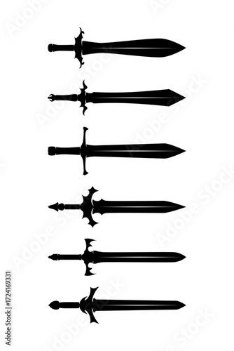 silhouette swords with medieval style collection