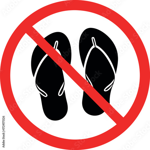 Slippers prohibition sign vector