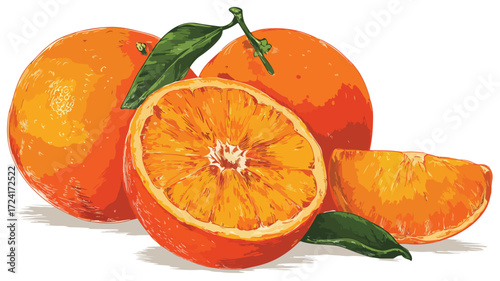 Modern Vibrant Orange Realistic Wall Illustration