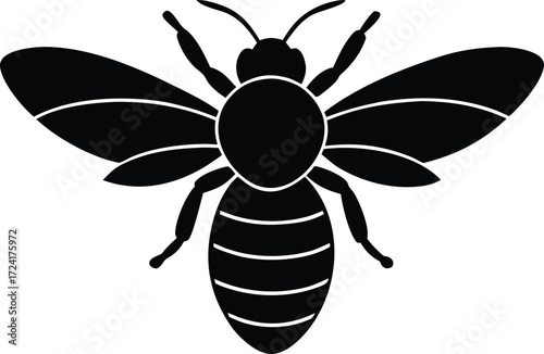 honeybee nature worker silhouette vector, floral visitor icon illustration
