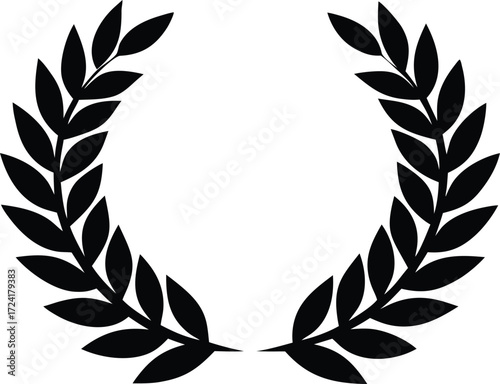 laurel wreath silhouette vector, victory honor illustration
