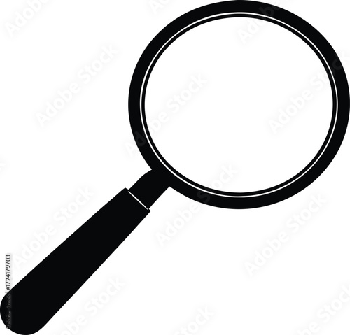 magnifying glass optical device symbol vector, find tool silhouette illustration
