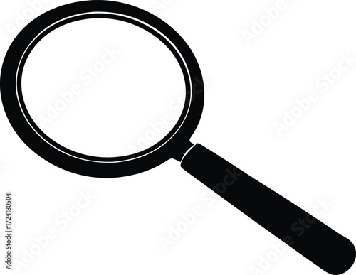 magnifying glass research viewer silhouette vector, zoom glass icon illustration
