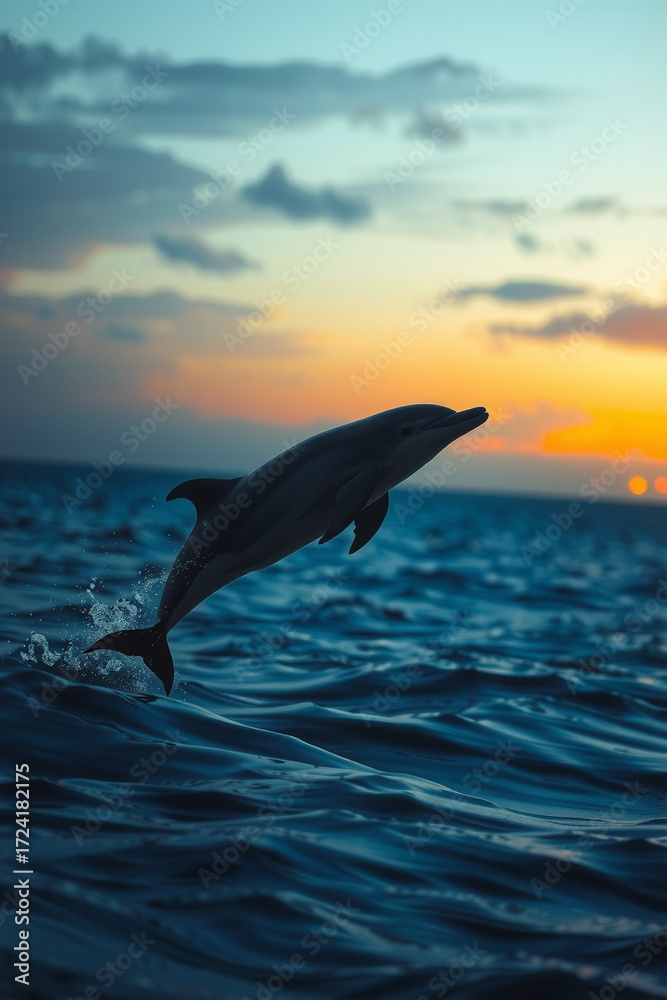 Fototapeta premium A Spectral Dolphin Soaring From Midnight 1 00003 .Jpg