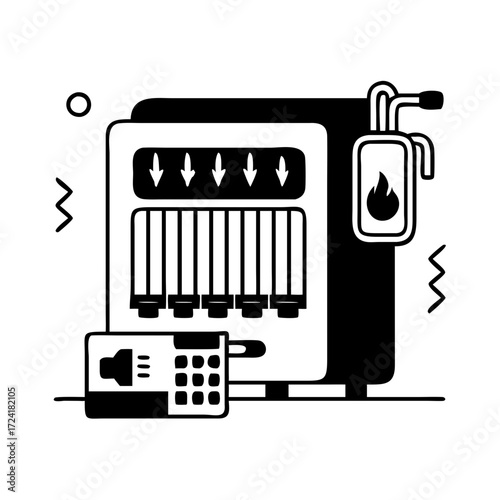 Vector art of electric heater icon convector vector illustration in modern line style
