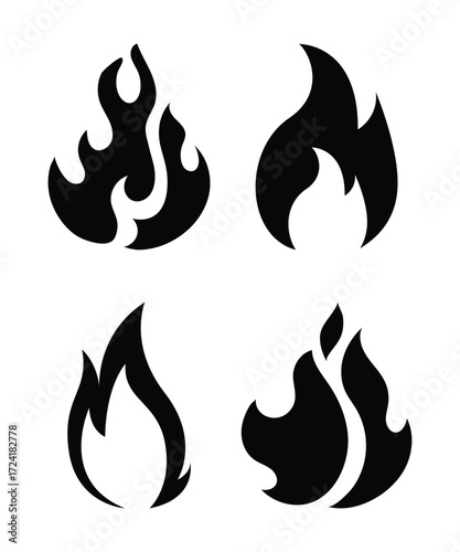 fire flames vector icon set design