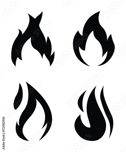 fire flames vector icon set design