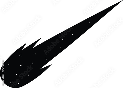 meteor comet celestial body silhouette vector, night sky icon illustration

