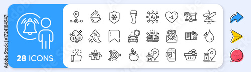Coffee cup, Vip access and Eco food line icons. Interest rate, AI generate, Inflation icons. Pack of User notification, Delete order, Boat fishing icon. Vector