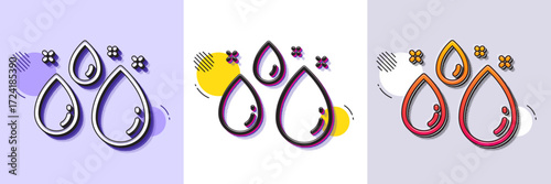 Water drop line icon. Halftone dotted pattern. Gradient icon with grain shadow. Clean aqua sign. Liquid symbol. Line water drop icon. Various designs. Vector
