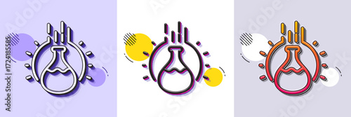 Chemistry experiment line icon. Halftone dotted pattern. Gradient icon with grain shadow. Laboratory flask sign. Analysis symbol. Line chemistry experiment icon. Various designs. Vector