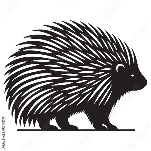  Stylized  Porcupine Silhouette vector: Bold, Graphic Animal Vector Illustration hedgehog