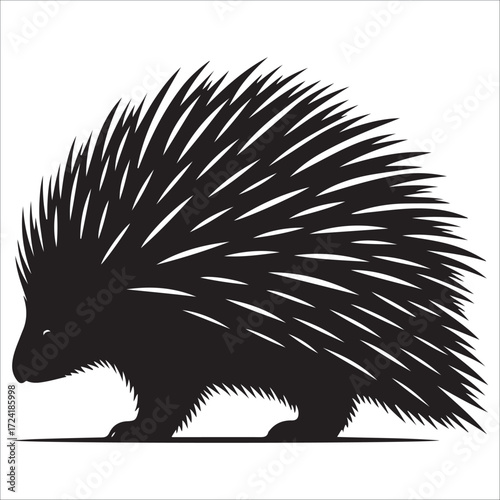  Stylized  Porcupine Silhouette vector: Bold, Graphic Animal Vector Illustration hedgehog