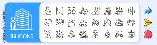 Bike courier, Agent and Engineering team line icons. Interest rate, AI generate, Inflation icons. Pack of Journey path, Face detection, Business idea icon. Vector