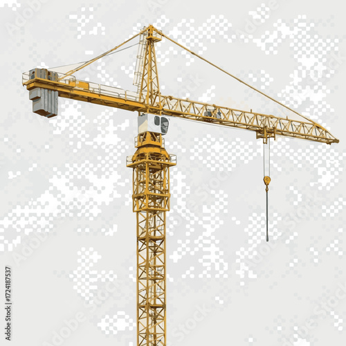 Construction Crane isolated or yellow tower crane isolated on transparency background