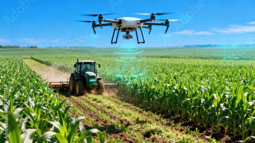 Modern Agricultural Technology in Cornfield