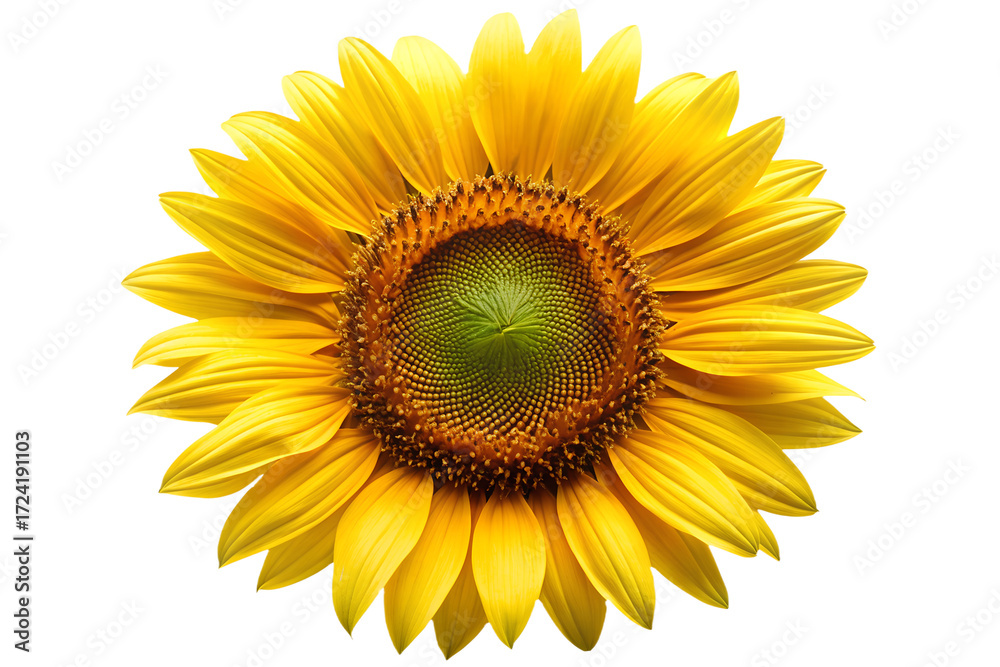 Fototapeta premium Vibrant Yellow Sunflower Blossom Isolated on Transparent Background for Design Use