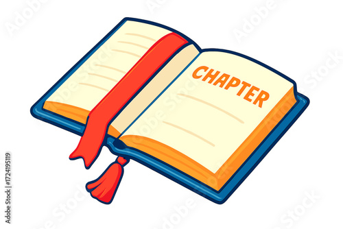 Bold Bookmark Illustration. Isometric vector illustration set Chapter Bookmark Detail: chapter heading visible on right page,