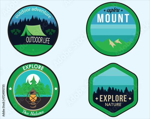 Adventure awaits with these outdoor camping and nature exploration badges perfect for inspiring travel and recreational activities this summer season