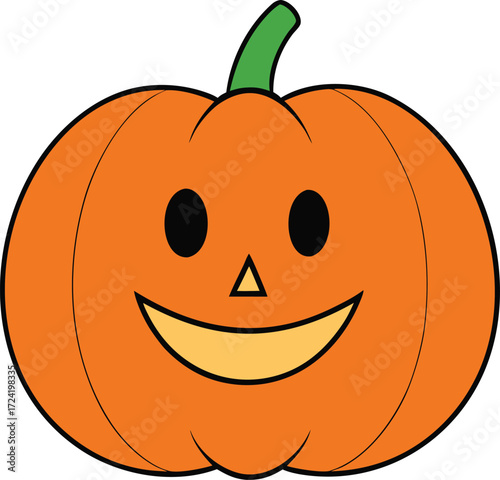 Orange Pumpkin Slice Carved Smile on Transparent Background