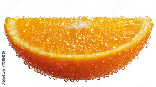A vibrant, halved orange with glistening water droplets isolated against a clean white background. Includes a clipping path for easy use. Freshly cut and ready for your project.
 