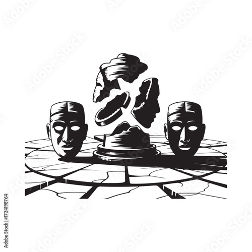 Shattered Identities A Silhouette Vector Design