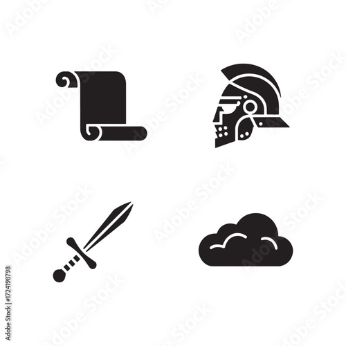 Ancient Roman Empire Silhouette Icons Vector Design