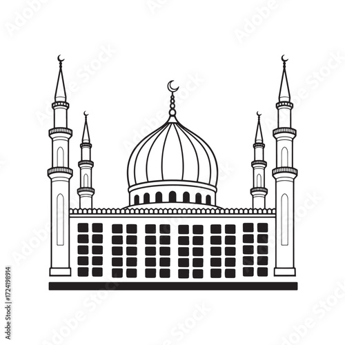 Mosque Silhouette Elegant Vector Design Illustration
