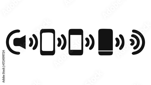 Speaker phone sound signal communication wireless connection mobile device transmission technology audio wave icon