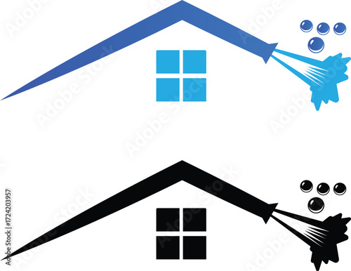 house with pressure washing gun icon