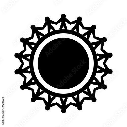 vector symbol Group of business people putting their hands together in a circle, symbolizing teamwork, partnership, and success concept