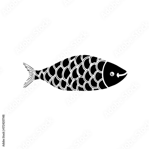 Vector illustration salmon or carp, a fish isolated on a white background transparent