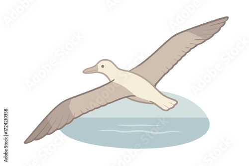 Avian Wings Soaring. Isometric vector illustration set avian wing span soar: albatross wings wide open, gliding sea horizon, long