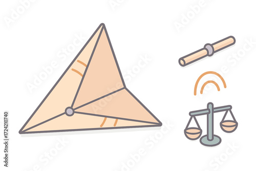Angle Bisector Illustration. Isometric vector illustration set Angle Bisector Theorem: triangle shape drawn, angle bisector line