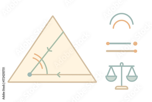 Angle Bisector Illustration. Isometric vector illustration set Angle Bisector Theorem: triangle shape drawn, angle bisector line