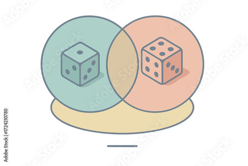Venn Diagram Probability. Isometric vector illustration set Venn Diagram Probability: two overlapping circles, labeled event