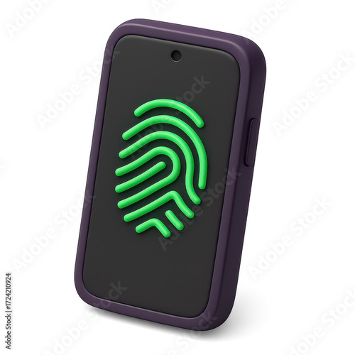 A sleek device featuring a green fingerprint icon, likely for biometric security.