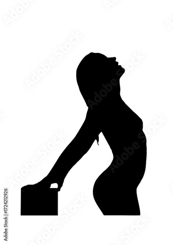 Black silhouette of a girl on a white background