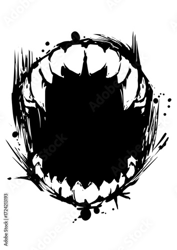 Roaring Beast Ink Illustration – Japanese Sumi-e Style