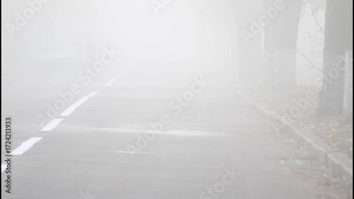 Car on main road in fog