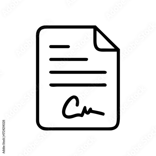 Document with signature symbolizing agreement and commitment concept  