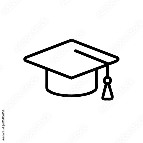 Graduation cap outline symbolizing academic achievement and education  