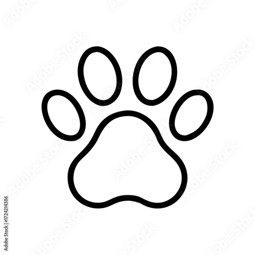 Paw print icon with four toes and a heart-shaped pad  