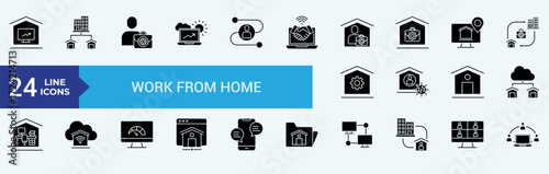 Work From Home Glyph icon Set