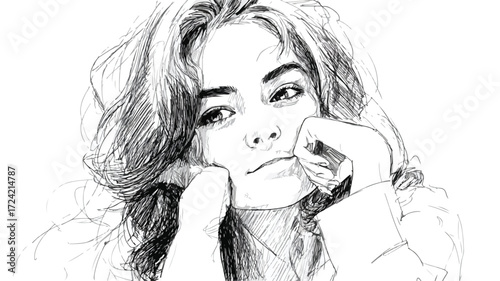 Detailed Pencil Drawing of a Person with Vector Outline