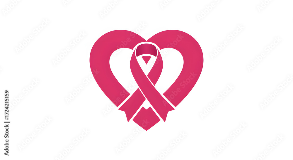 custom made wallpaper toronto digitalPink ribbon for breast cancer awareness inside a heart shape, symbolizing support and hope on a white background.