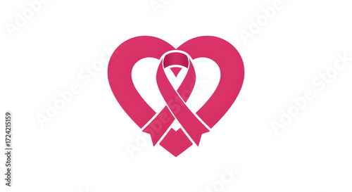 Wallpaper Mural Pink ribbon for breast cancer awareness inside a heart shape, symbolizing support and hope on a white background. Torontodigital.ca